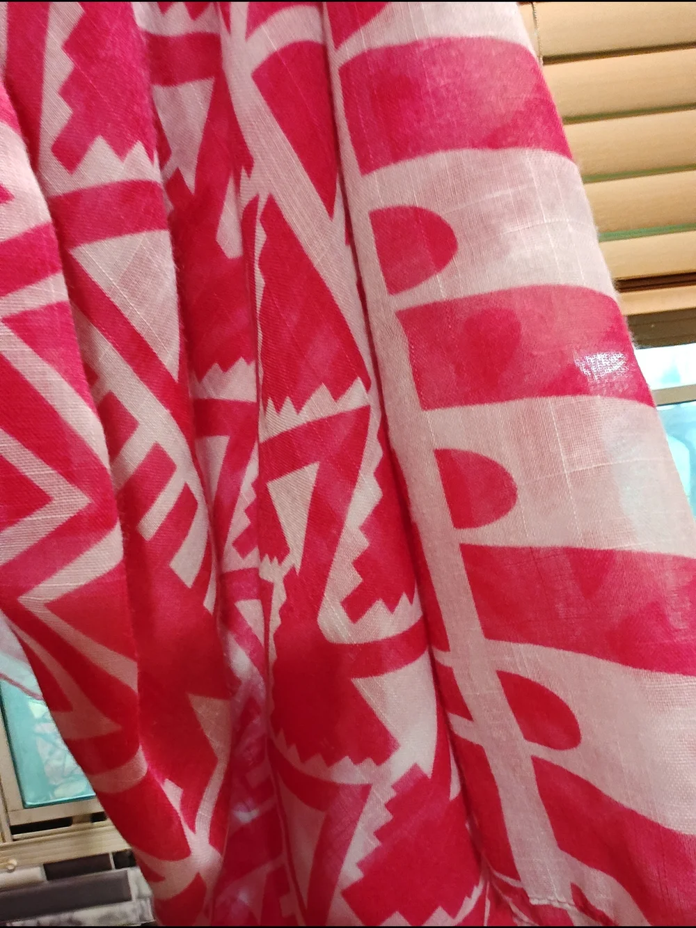 Pink & White Geometric Lightweight Scarf